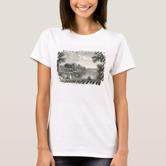 中央から湖の景色ガーデの散歩道 Tシャツ (正面)