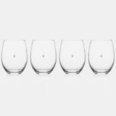 中央が赤い青と茶色の花 ステムなしワイングラス (正面)