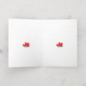 中央が青い赤い花 箔グリーティングカード (内側レイダウン)