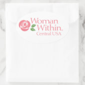 中央にステッカーを貼った女性 楕円形シール (バッグ)