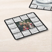 中央に写真があるカレンダーの正方形 スクエアペーパーコースター (アングル)