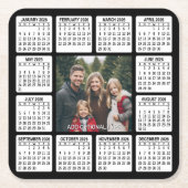 中央に写真があるカレンダーの正方形 スクエアペーパーコースター (正面)