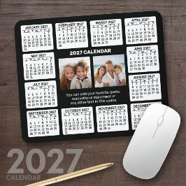 中央に写真入り2027年カレンダー マウスパッド