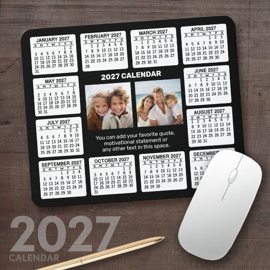 中央に写真入り2027年カレンダー マウスパッド