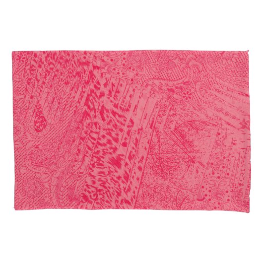 中央のブルーカラーを搭載した鮮やかなピンクのテキスタイルデザイン 枕カバー (正面左)