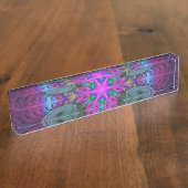 中央のマンダラカラフルルアートとピンクのマンダラ デスクネームプレート (側面)