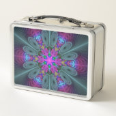 中央のマンダラカラフルルアートとピンクのマンダラ メタルランチボックス (裏面)