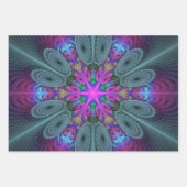 中央のマンダラカラフルルアートとピンクのマンダラ ラッピングペーパーシート (正面3)