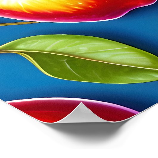 中央の多くのリンゴの果実画 ポスター (角)