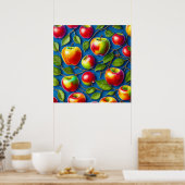 中央の多くのリンゴの果実画 ポスター (キッチン)