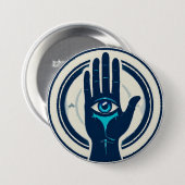 中央の目で手を描いたシンボル 缶バッジ (正面&裏面)