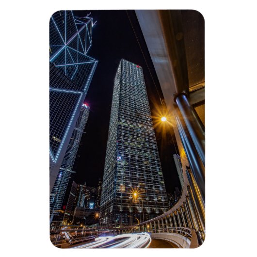 中央の香港ナイトフォトマグネットfor Kitchen マグネット (縦)