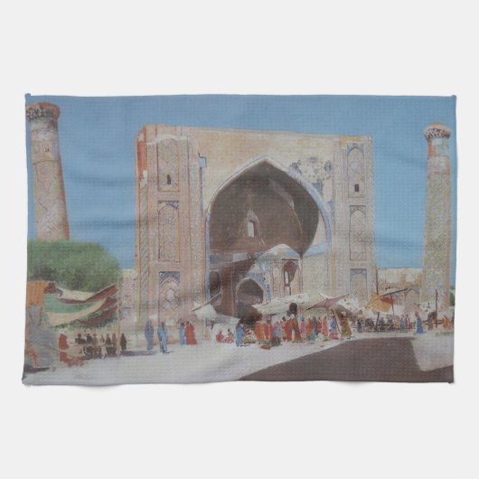 中央アジアのサマルカンド市 キッチンタオル (横)