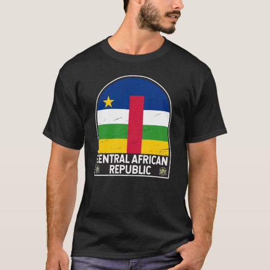 中央アフリカ共和国国旗のエンブレム動揺して Tシャツ (正面)