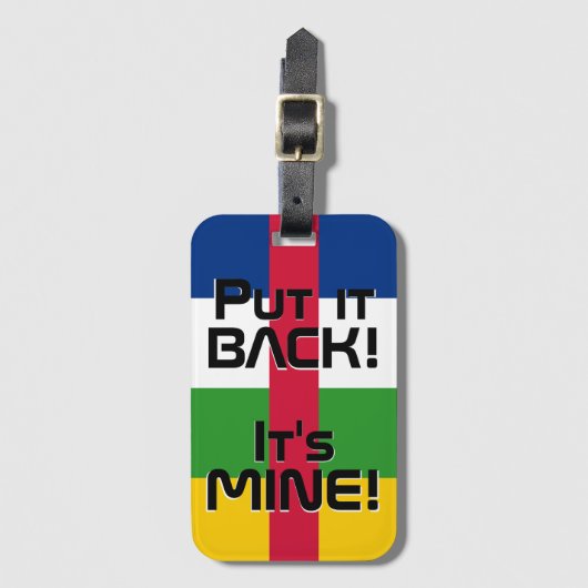 中央アフリカ共和国国旗のルおもしろいガ ラゲッジタグ (正面縦)