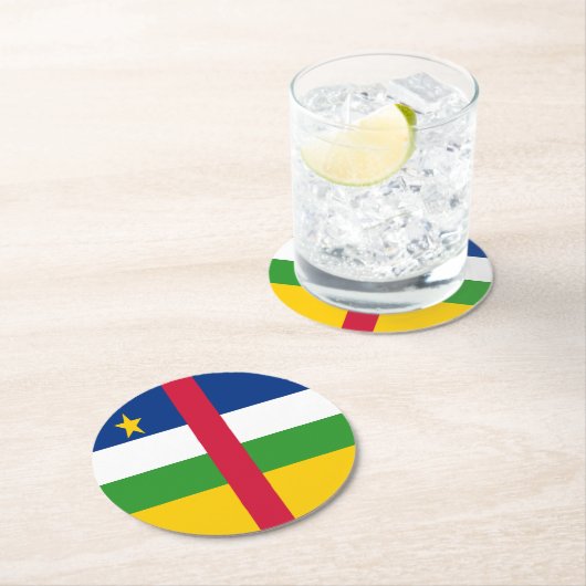 中央アフリカ共和国国旗 ラウンドペーパーコースター (インサイチュ)