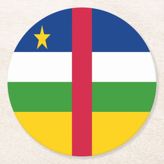 中央アフリカ共和国 フラグ ラウンドペーパーコースター (正面)