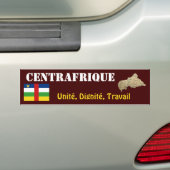 中央アフリカ旗+地図ステッカー バンパーステッカー (車上)