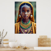 中央アフリカ民族の美しい少女 ポスター (キッチン)