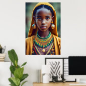 中央アフリカ民族の美しい少女 ポスター (ホームオフィス)