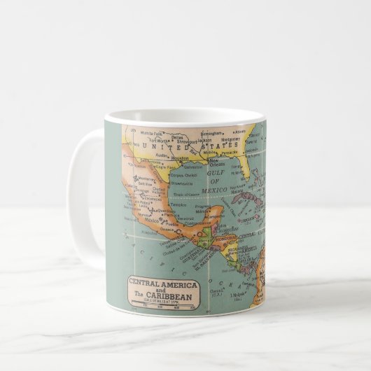 中央アメリカとカリブ海のカラフルな地図マグ コーヒーマグカップ (正面左)