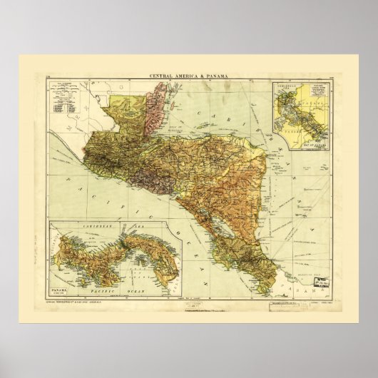 中央アメリカとパナマの地図c.1920 ポスター (正面)