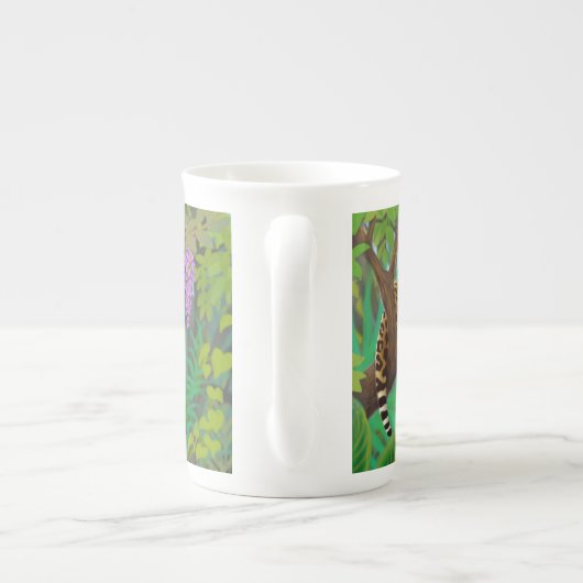 中央アメリカのジャングルの骨灰磁器のマグのジャガー ボーンチャイナマグカップ (裏面)