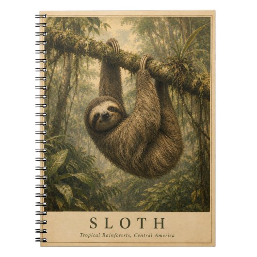 中央アメリカのナマケモノ ビンテージ ノートブック (正面)