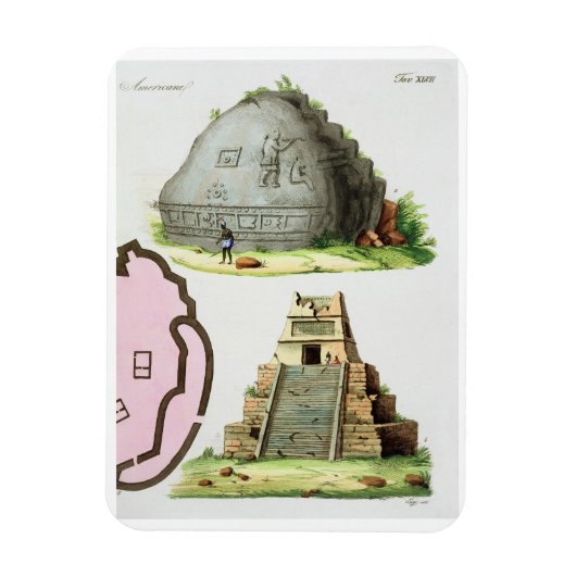 中央アメリカの古美術、2つの詳細 マグネット (縦)