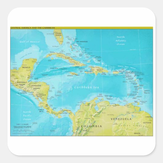 中央アメリカの地政学的な地域地図 スクエアシール (正面)
