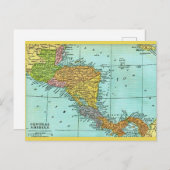 中央アメリカヴィンテージ地図はがき ポストカード (正面/裏面)