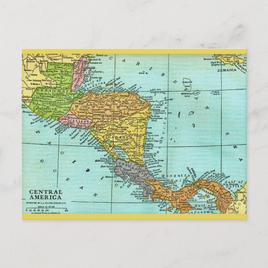 中央アメリカヴィンテージ地図はがき ポストカード (正面)