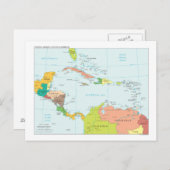 中央アメリカ及びカリブの地図 ポストカード (正面/裏面)