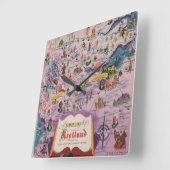 中央スコットランドのDunlopの地図 スクエア壁時計 (傾斜)