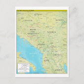 中央バルカンの地政学的な地図 ポストカード (正面)