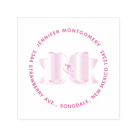 中央ファンシーの宝石の住所で弓を引く セルフインキングスタンプ (デザイン)