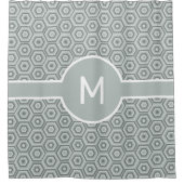 中央モノグラム幾何学付きグレーヘキサゴン シャワーカーテン (正面)