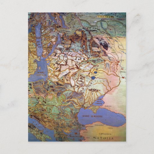 中央ヨーロッパの地図 ポストカード (正面)