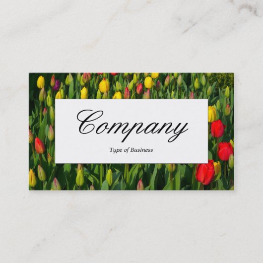 中央ラベル – カラフルチューリップ 名刺 (正面)