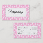 中央ラベル – ピンクダマスク 名刺 (正面/裏面)