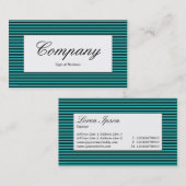 中央ラベル – ライニング模様 – 黒とシアン 名刺 (正面/裏面)