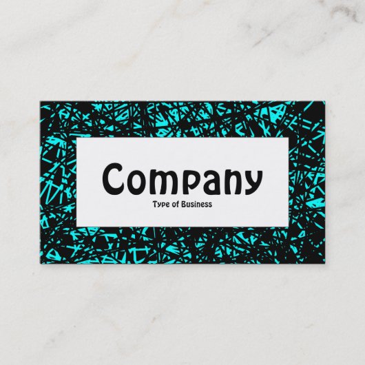 中央ラベル – 抽象芸術線 – シアン 名刺 (正面)