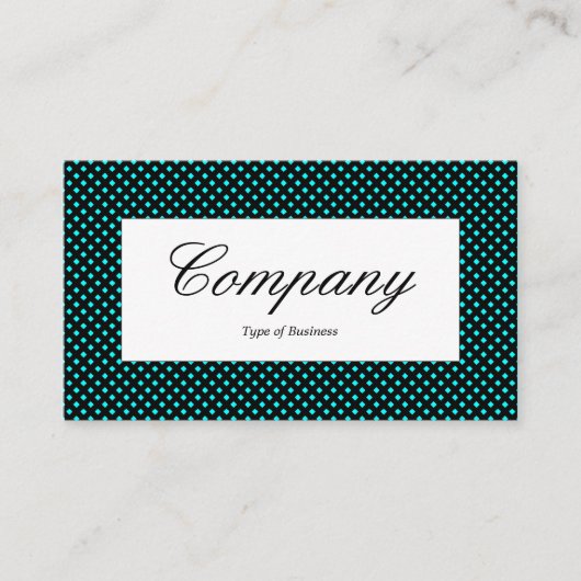 中央ラベル – 水色の上のネットテクスチャ 名刺 (正面)