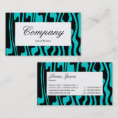 中央ラベル – 波色の黒とターコイズ 名刺 (正面/裏面)