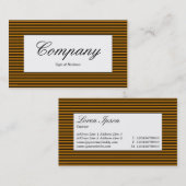 中央ラベル – 線の付いたパターン – 黒とオレンジ 名刺 (正面/裏面)