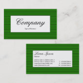 中央ラベル – 線の付いたパターン – 黒と緑 名刺 (正面/裏面)