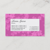 中央ラベル – 花のテクスチャ – ピンク 名刺 (裏面)