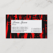 中央ラベル – 黒と赤の抽象芸術 名刺 (裏面)