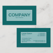 中央ラベルII – ライトブルー緑(ティール（緑がかった色）付き) 名刺 (正面/裏面)