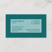 中央ラベルII – ライトブルー緑(ティール（緑がかった色）付き) 名刺 (裏面)